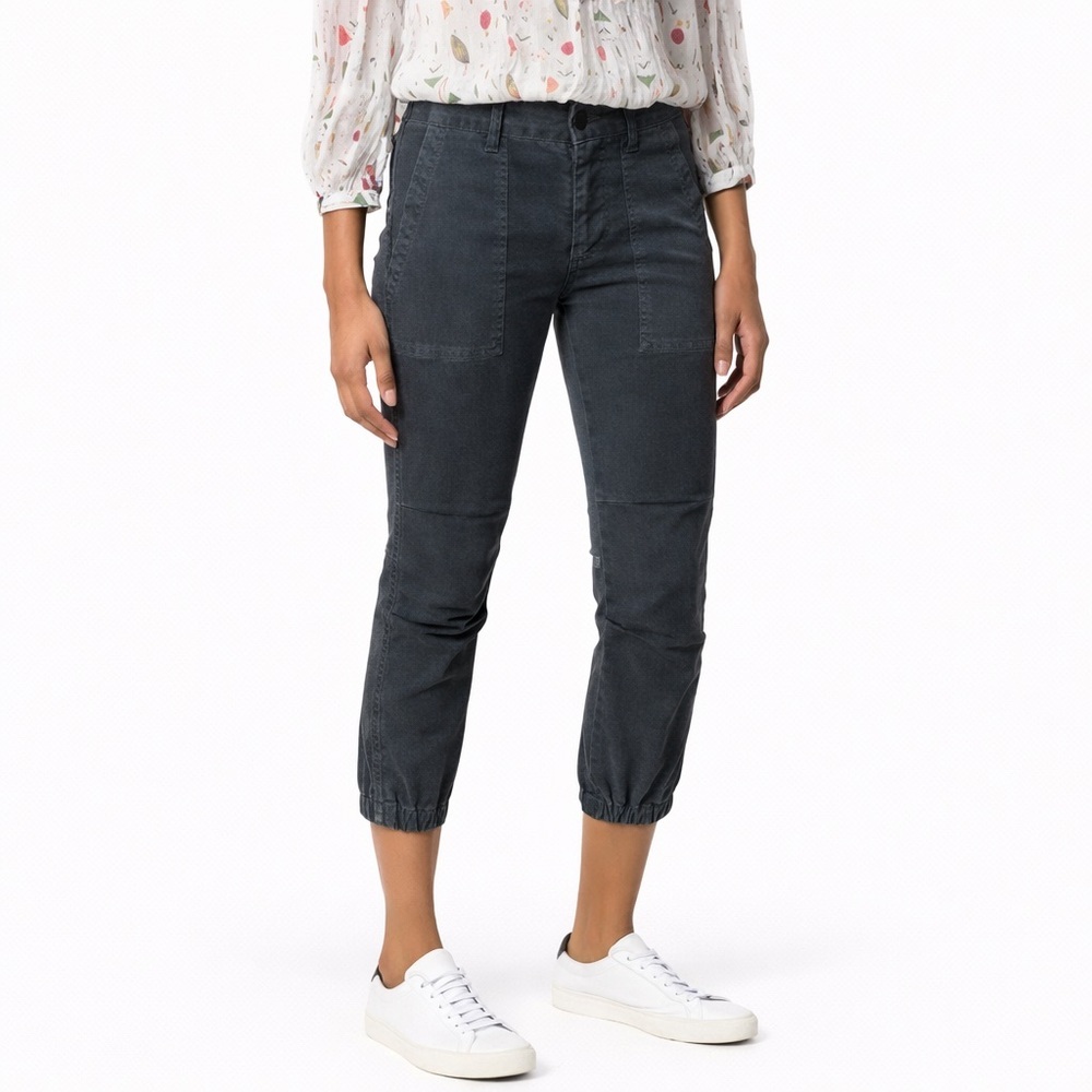 Nili Lotan 8 Cropped French Military Pant 0764 Carbon Grey Cotton Utility